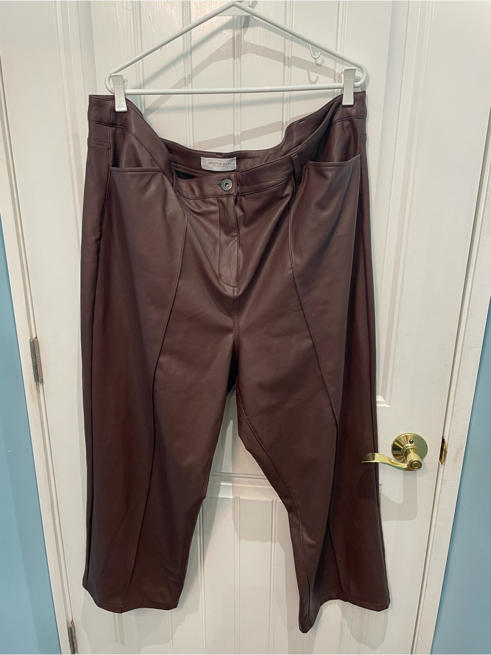 Addition Elle Chocolate Brown Faux Leather Wide-Leg Pants